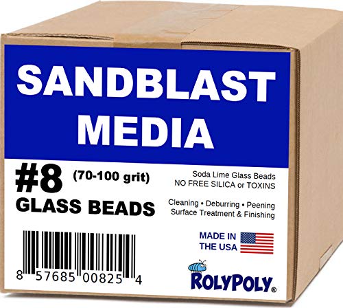 Sandblasting Media Glass Beads #8 (10 LBS) 70-80 Grit for Sandblaster Abrasive, Blasting Gun, Cabinet