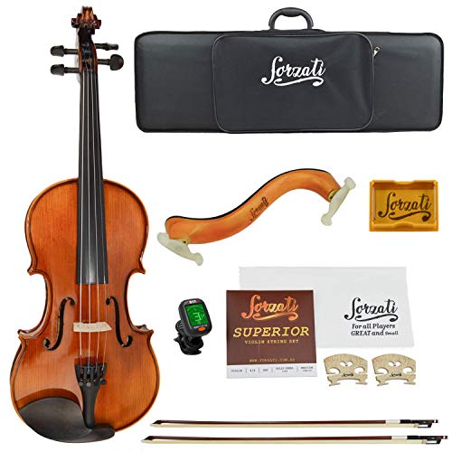 Forzati FZV600 4/4 Full Size Violin Set, Superior Handcrafted Violins, Adult Violin, Hand-Varnished, Bows, String Set, Ebony, Case, Shoulder Rest, for Beginners, Intermediate to Advanced players