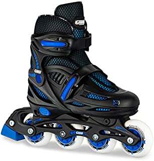 Crazy Skates Adjustable Inline Skates for Girls and Boys - Adjust to fit 4 Sizes - Model 148 - Black / Blue (Size: Medium - Sizes 2-5)