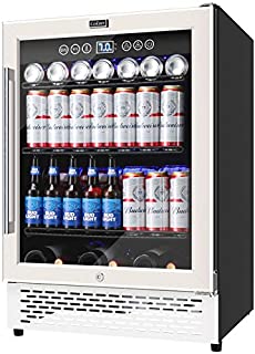 24 Inch Beverage Refrigerator Cooler Mini Fridge, COLZER Wine Cooler 175 Cans Built-in and Freestanding Cooler with LED Light, Advanced Cooling System, Adjustable Shelves, Memory Temperature Control for Home Bar Office