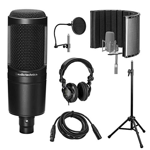 Audio-Technica AT2020 Cardioid Condenser Microphone with Vocal Recording Setup Kit