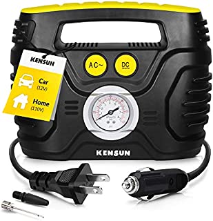 Kensun AC/DC Tire Inflator Portable Air Compressor Pump for Car 12V DC and Home 110V AC Swift Performance Inflator for Car, Bicycle, Motorcycle, Basketball and Others