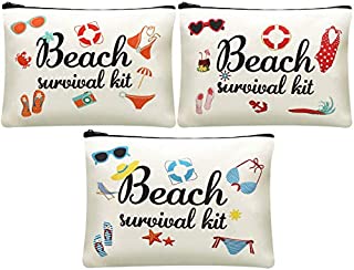 Svee 3 Pieces Beach Survival Kit Cosmetic Bag Travel Bag Pouch Bag Accessories for Birthday Appreciation Thanksgiving Day Valentine's Day