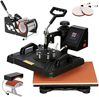 Pro Combo 5 in 1 Heat Press MachineMultifunction Heat Transfer Press Machine, 12x15 inch Professional Digital Transfer Sublimation Swing-Away Printer for T Shirts Mug Plate Hat