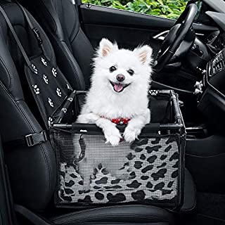 GENORTH Dog Car Seat Upgrade Deluxe Washable Portable Pet Car Booster Seat with Clip-On Safety Leash and Blanket,Perfect for Small Pets