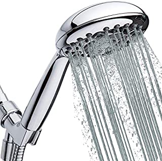 High-Pressure Handheld Shower Head 6-Setting - 5-inch Handheld Rain Shower head with Hose - Powerful Shower Spray Even with Low Water Pressure in Supply Pipeline