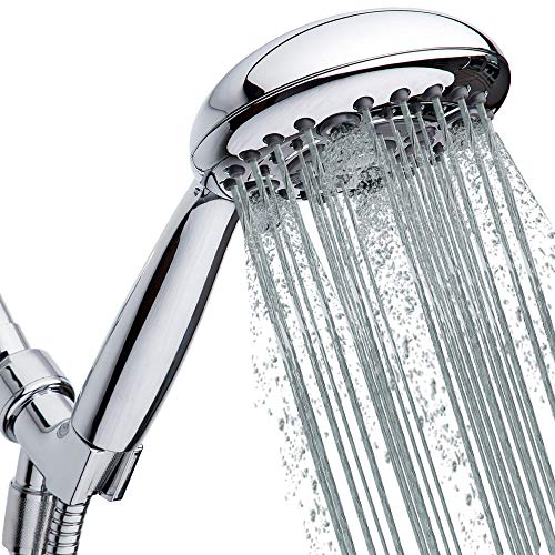 High-Pressure Handheld Shower Head 6-Setting - 5-inch Handheld Rain Shower head with Hose - Powerful Shower Spray Even with Low Water Pressure in Supply Pipeline