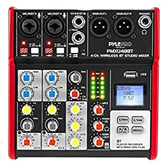 PYLE Sound 6 Channel Bluetooth Compatible Professional Portable Digital Dj Console w/USB Mixer Audio Interface-Mixing Boards For Studio Recording-PylePro PMXU68BT, Black