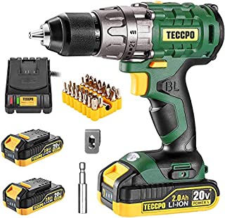 Cordless drill set, 20V Brushless Drill Driver Kit, 2x 2.0Ah Li-ion Batteries, 530 In-lbs Torque, 1/2 Keyless Chuck, 2-Variable Speed, Fast Charger, 33pcs Bits Accessories with case