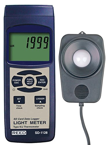 REED Instruments SD-1128 SD Series Light Meter, Datalogger, 100,000 Lux / 10,000 Foot Candles (Fc), w/ Temperature