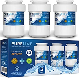 Pureline MWF Water Filter Replacement. Compatible with GE MWF, MWFP, MWFAP, MWFA, MWFINT, GWF, GWFA, HWF, HWFA, HDX FMG-1, Smartwater, WFC1201, GSE25GSHECSS, 197D6321P006 (3 Pack)