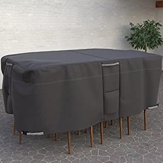 Dura Covers Taupe Collection Oval Rectangle Patio Table and Chair Cover - Premium Outdoor Furniture Cover with Durable and Water Resistant Fabric, Large