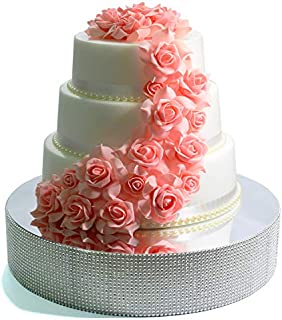 Cakebon Wedding Cake Stand - Gorgeous Cake Display Centrepiece for Wedding Cakes, Cupcakes and Desserts - Strong Lightweight Polystyrene Foam with Faux Rhinestones (Silver - 12 inches - Round)