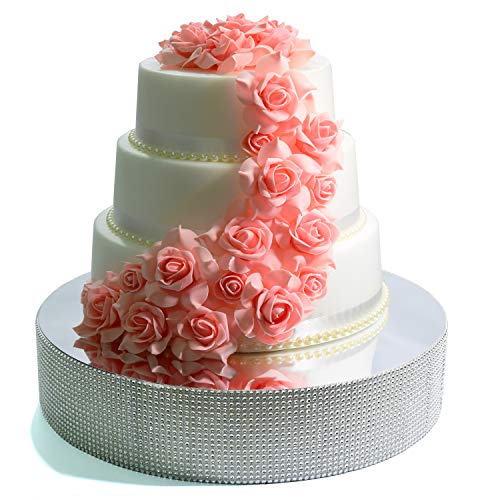 Cakebon Wedding Cake Stand - Gorgeous Cake Display Centrepiece for Wedding Cakes, Cupcakes and Desserts - Strong Lightweight Polystyrene Foam with Faux Rhinestones (Silver - 12 inches - Round)