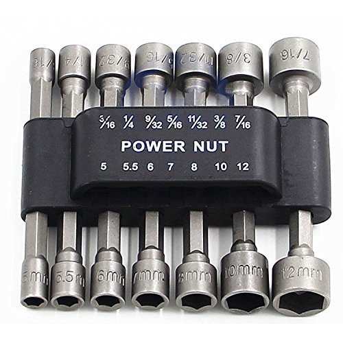 PANOVO (14pcs Power Nuts Driver Drill Bit Tools Set Metric Socket Wrench Screw 1/4'' Driver Hex Keys