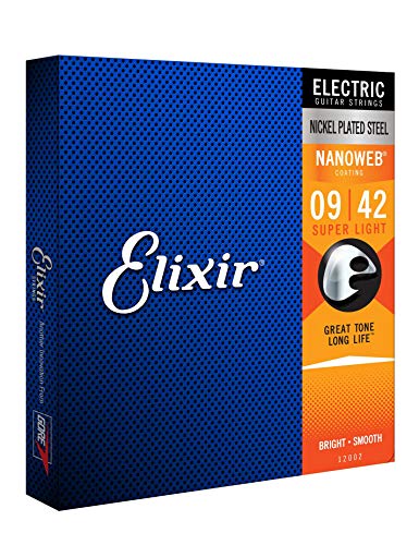 Elixir Strings Electric Guitar Strings w NANOWEB Coating, Super Light (.009-.042)