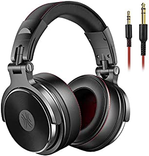 OneOdio Adapter-Free Over Ear Headphones for Studio Monitoring and Mixing, Sound Isolation, 90° Rotatable Housing with Top Protein Leather Earcups, 50mm Driver Unit, Wired Headsets with Mic (Pro-50)