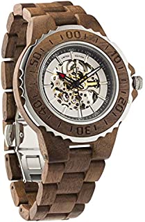 Wilds Premium Mens Wooden Watch - Automatic Movement - Self Winding Mechanical Wood Watches Watch for Men - No Battery Replacement for Life - Fit to Any Wrist Size- Men Gift Idea for Any Occasion