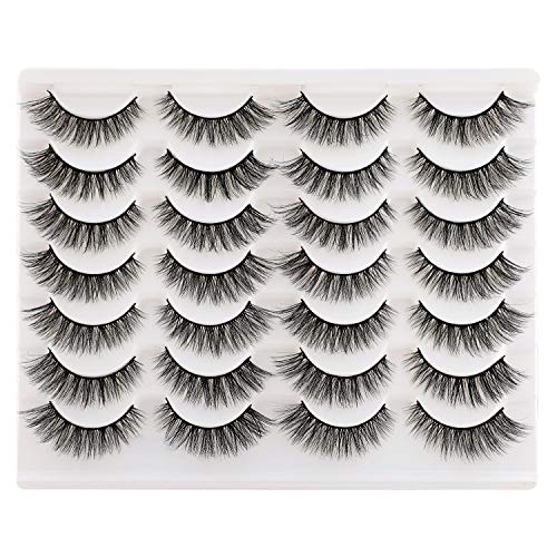 Newcally Lashes False Eyelashes Cat Eyes Wispy Natural Faux Mink Lashes 14 Pairs Pack Light Volume Short Fake Eye Lashes Multipack