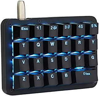 Koolertron One Handed Macro Mechanical Keyboard,Blue LED Backlit Portable Mini One-Handed Mechanical Gaming Keypad 23 Fully Programmable Keys (Blue Backlit/Blue switches)