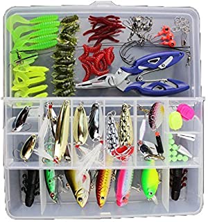 Fishing Tackle Lots,Fishing Baits Kit Set with Free Tackle Box,for Freshwater Trout Bass Salmon with Fishing Plier