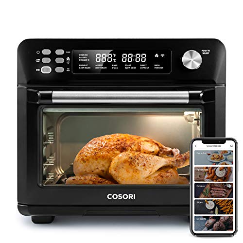 COSORI Smart 12-in-1 Air Fryer Toaster Oven Combo, Countertop Dehydrator for Chicken, Pizza and Cookies, Christmas Gift, Recipes & Accessories Included, Work with Alexa, 25L, Black