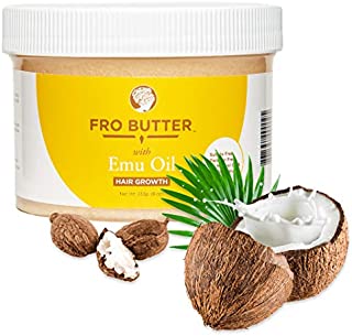 Fro Butter Emu Oil Hair Growth Treatment | Shea Butter, Virgin Coconut & Lavender Oil, Pumpkin Seeds & Nourishing Extracts | For Fast Hair Restoration, Split Ends, Damaged & Brittle Hair, Men & Women