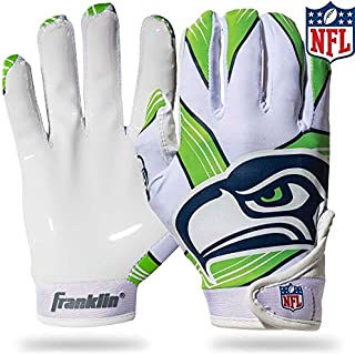 Franklin Sports Seattle Seahawks Youth NFL Football Receiver Gloves - Receiver Gloves for Kids - NFL Team Logos and Silicone Palm - Youth S/XS Pair