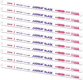 JUGREAT Hacksaw Replacement Blades, BI-Metal Safe Flex Metal -Cutting Hacksaw Blades, High Speed Steel 12 Inch-24TPI (10 Pack)