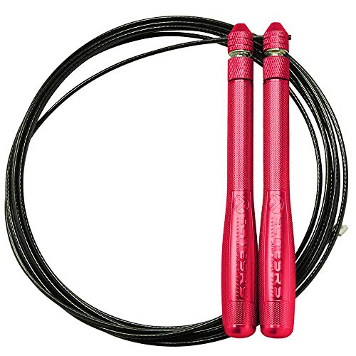 EliteSRS Bullet COMP® Jump Rope - Advanced Double Under Speed Rope - Go Faster & Jump More Efficiently (Red Handle/Black Cable)