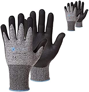 Cut Resistant Work Gloves MicroFoam Nitrile Coated-2 Pairs,KAYGO KG21NB, High Cut Level 5,Superior GRIP Performance,Wrapped for Vending,Ideal for General Duty Work