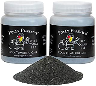 Polly Plastics Rock Tumbler Media Grit Refill, 2 lb Coarse 60/90 Silicon Carbide Grit, Stage 1 for Tumbling Stones (2 Pack)