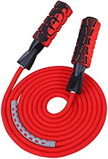 APICCRED Professional Double Ball Bearing Jump Rope Weighted Cotton Rope Adjustable Length,for Cardio, Endurance Training, Fitness Workouts, Jumping Exercise (red) 