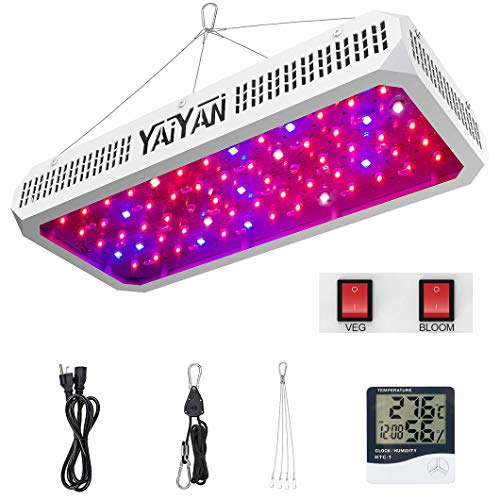 YAIYAN LED Grow Lights for Indoor Plants Full Spectrum Double Switch with Daisy Chain Function, 650W Grow Lamp for Hydroponics Greenhouse and Grow Tent (65pcs Double-chip 10W LED) Actual Power 130Watt