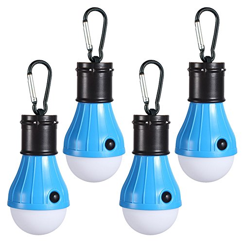 LED Camping Lights [4 Pack] Doukey Portable LED Tent Lanterns 4 Modes for Backpacking Camping Hiking Fishing Emergency Light Battery Powered Lamp for Outdoor and Indoor (Blue)