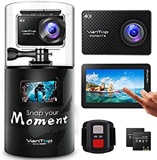 VanTop 4K Action Camera 20MP Moment 4 Underwater Waterproof Camera with EIS, Touch Screen, Remote, 170° Wide Angle WiFi Sports Cam with 2 Batteries and Accessories Kit