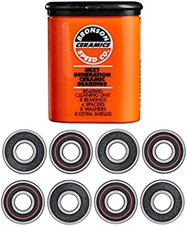 Bronson Speed Ceramic Skateboard Bearings, Cleaning Unit, Spacers, Washers, Extra Shields