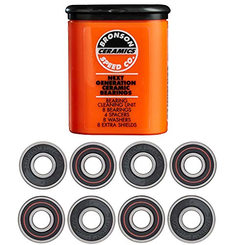 Bronson Speed Ceramic Skateboard Bearings, Cleaning Unit, Spacers, Washers, Extra Shields