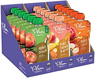 Plum Organics Stage 2, Organic Baby Food, Fruit and Veggie Variety Pack, 4 Ounce Pouches (Pack of 18)