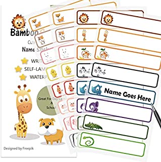 Baby Bottle Labels for Daycare,School, Waterproof Write-On, Self-Laminating Name Labels, Tags, Sticker Multiple Colors(Animals)