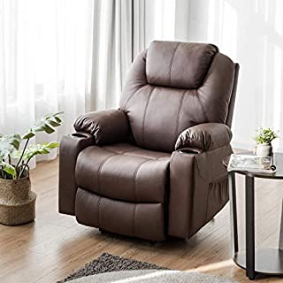 Giantex Power Lift Recliner Chair for Elderly, Faux Leather Electric Recliner w/Massage and Heating, 3 Positions, Side Pockets and Cup Holders, USB Ports, Remote Control, Motorized Home Theater Seat