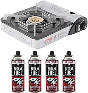 Chef-Master 90011 Portable Butane Stove | 10,000 BTU Outlet | Carrying Case Included | Stove + 4 Fuel Canisters