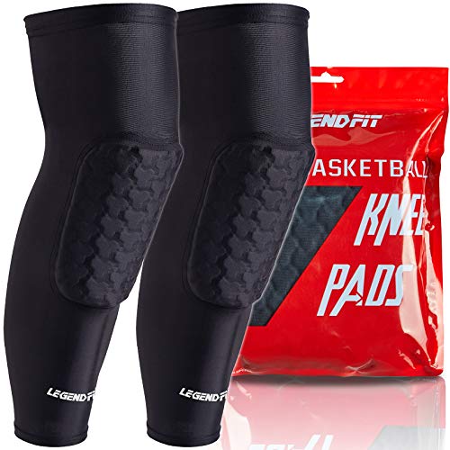 Legendfit Basketball Knee Pads for Kids Youth Adults Protective Padded Compression Long Leg Sleeves Sports Gear for Volleyball Baseball Football Wrestling 1 Pair