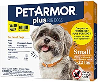 PETARMOR Plus for Dogs Flea and Tick Prevention for Dogs, Long-Lasting & Fast-Acting Topical Dog Flea Treatment, 6 Count