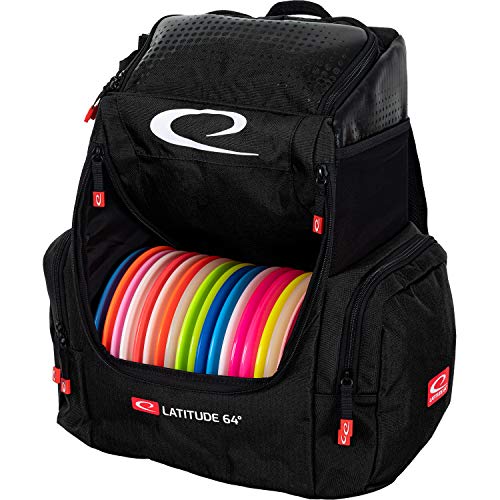 Latitude 64 Black Core Pro Disc Golf Backpack | 18+ Disc Capacity | Putter Pockets and Extra Storage Pockets | Padded Straps and Back Panel | Frisbee Golf Backpack Bag