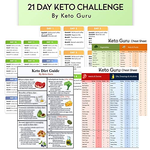 21 Day Keto Challenge Pack with Meal Plan| Keto Cheat Sheets for Beginners Big Size 8