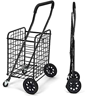 Pipishell Shopping Cart with Dual Swivel Wheels for Groceries - Compact Folding Portable Cart Saves Space - with Adjustable Handle Height - Lightweight Easy to Move Trolley Holds up to 70L/Max 66Ibs