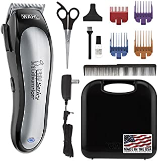 Wahl Lithium Ion Pro Series Cordless Animal Clippers  Rechargeable, Quiet, Low Noise, Heavy-Duty, Electric Dog & Cat Grooming Kit for Small & Large Breeds with Thick to Heavy Coats  Model 9766,Black and Silver
