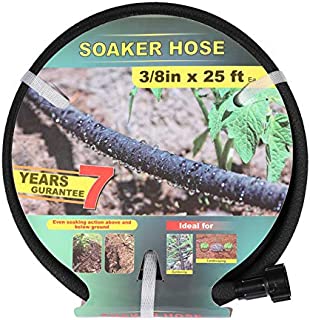 Taisia 3/8 Soaker Hose 25 FT 50 FT Garden Soaker Hose with Push on Fittings Lead Drip Hose Saves 70Water Heavy Duty Soaker Hose for Garden, Lawn (3-8-25FT)