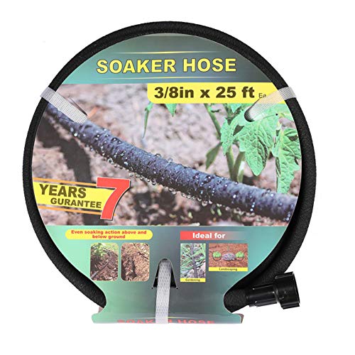 Taisia 3/8 Soaker Hose 25 FT 50 FT Garden Soaker Hose with Push on Fittings Lead Drip Hose Saves 70Water Heavy Duty Soaker Hose for Garden, Lawn (3-8-25FT)